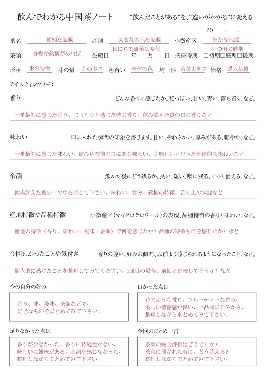 飲んでわかる中国茶ノート サンプル画像